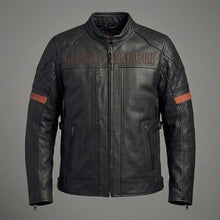 Load image into Gallery viewer, Men’s Harley-Style Black Leather Moto Jacket – Quilted Shoulder Detail
