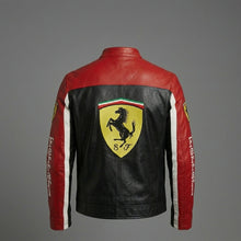 Load image into Gallery viewer, Men’s Black &amp; Grey Leather Moto Jacket – Racing Style Genuine Leather
