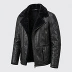 Men’s Black B3 Shearling Bomber Jacket – Premium Sheepskin Aviator Coat