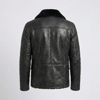 Men’s Black B3 Shearling Bomber Jacket – Premium Sheepskin Aviator Coat