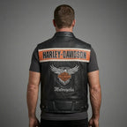 Men’s Harley-Style Leather Roadster Vest – Premium Black Top-Grain