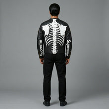 Load image into Gallery viewer, Men’s Skeleton Bone Leather Jacket – Real Leather Streetwear Biker Style
