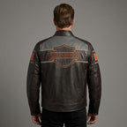 Heritage Racing Braune Leder Bikerjacke – Klassischer Harley Moto Stil