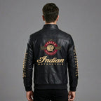 Men’s Indian-Style Leather Racing Jacket – Premium Black Moto Bomber
