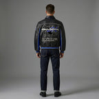 Men’s Black & Blue Leather Varsity Jacket – Premium Urban Bomber Style