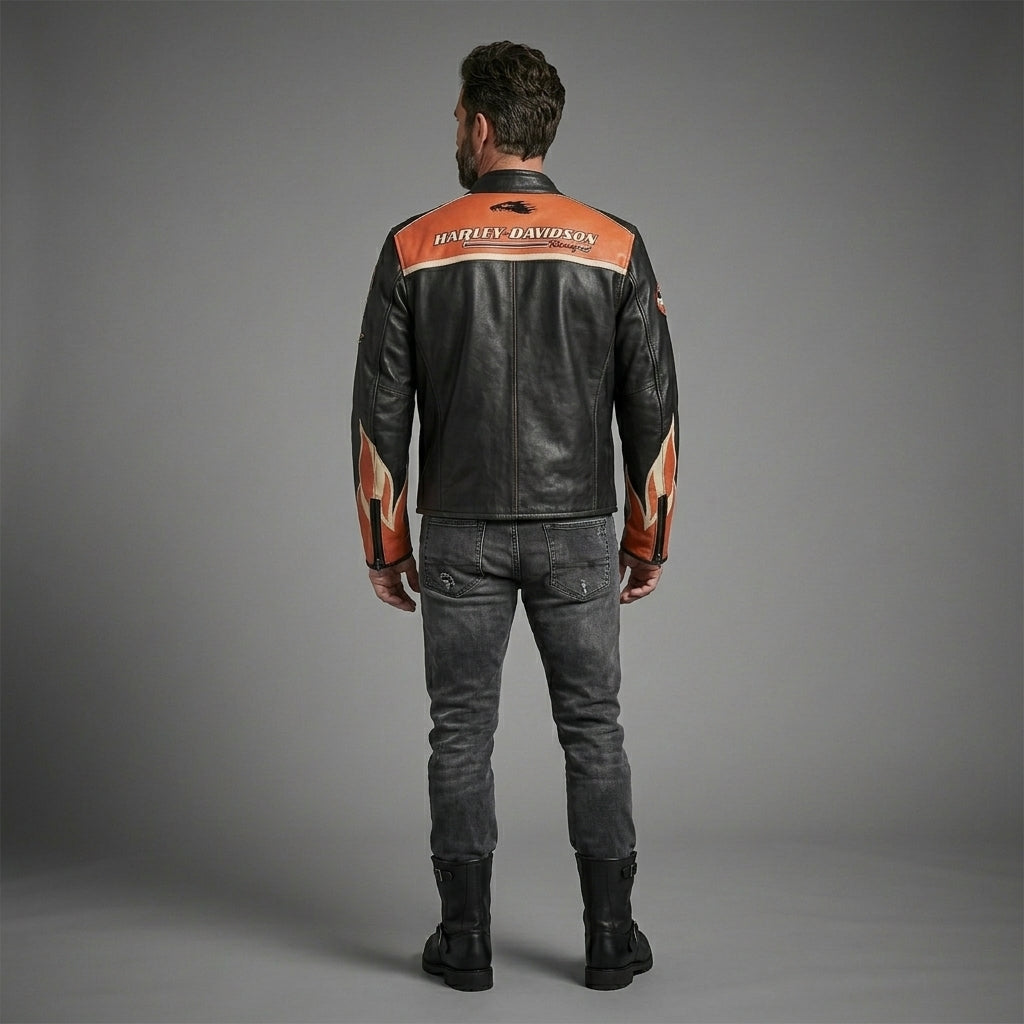 Harley Davidson Screamin Eagle Vintage Racing Lederjacke