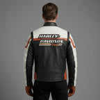 Men’s Limited Edition Leather Racing Jacket – Contrast Panel Moto Style