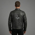 Herren Totenkopf Distressed Leder Bikerjacke – Harley-Style Moto