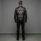 Herren Rock Fan Leder Motorradjacke – Geflügelter Bestickter Patch Biker Stil