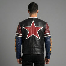Laden Sie das Bild in den Galerie-Viewer, Professionelle Herren-Lederjacke für den Rennsport – Moto-Stil mit mehreren Aufnähern

