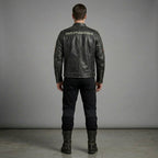 Herren Harley-Style Bikerjacke aus Distressed-Leder – Vintage Anthrazit Moto