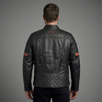 Men’s Harley-Style Black Leather Moto Jacket – Quilted Shoulder Detail