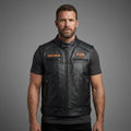 Men’s Harley-Style Leather Roadster Vest – Premium Black Top-Grain