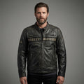 Herren Distressed Leder Bikerjacke – Harley Davidson Vintage Racing Moto Stil