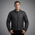 Men’s Matte Black Leather Biker Jacket – Adjustable Buckle Moto Style