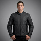 Men’s Matte Black Leather Biker Jacket – Adjustable Buckle Moto Style