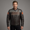 Heritage Racing Braune Leder Bikerjacke – Klassischer Harley Moto Stil