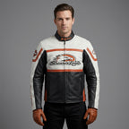 Men’s Limited Edition Leather Racing Jacket – Contrast Panel Moto Style