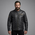 Men’s Vintage Harley-Style Leather Moto Jacket – Anniversary Graphic Edition