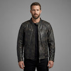 Herren Harley-Davidson Stil Heritage Geprägte Leder Bikerjacke