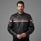Herren Indian Motorcycle Style Vintage Bikerjacke aus Leder – Besticktes Skript-Logo