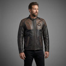 Load image into Gallery viewer, Men’s Harley-Davidson Style Eagle Wing Leather Biker Jacket
