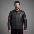 Men’s Harley-Style Black Leather Moto Jacket – Quilted Shoulder Detail