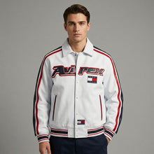 Load image into Gallery viewer, Men’s Real Leather Sport Bomber Jacket – Moto Streetwear Style
