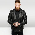 Men’s Genuine Lambskin Leather Blazer – Classic Slim Fit Tailored Jacket