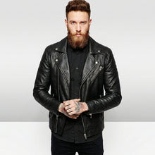 Load image into Gallery viewer, Men’s Genuine Lambskin Leather Blazer – Classic Slim Fit Tailored Jacket
