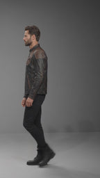 Herren Harley-Davidson Stil Adlerflügel Leder-Bikerjacke