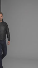Load and play video in Gallery viewer, Men’s Hybrid Leather Hoodie Jacket – Harley-Style Hooded Moto Bomber
