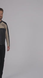 Herren Harley-Stil Echtlederjacke – Sternbestickte Schulter Moto