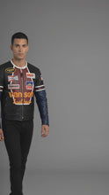 Laden und Abspielen von Videos im Galerie-Viewer, Professionelle Herren-Lederjacke für den Rennsport – Moto-Stil mit mehreren Aufnähern

