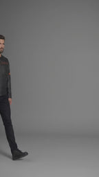 Men’s Harley-Style Black Leather Moto Jacket – Quilted Shoulder Detail