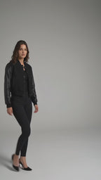 Women’s Polo Ralph Lauren Black Cropped Leather varsity jacket