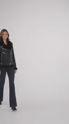 Women’s Moya V Black Shearling Aviator Moto Jacket