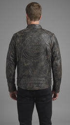 Herren Harley-Davidson Stil Heritage Geprägte Leder Bikerjacke