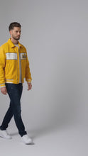 Load and play video in Gallery viewer, Aviators King Varsity Leather Jacket – Yellow &amp; White Edition
