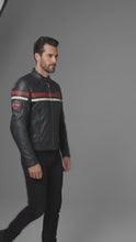 Laden und Abspielen von Videos im Galerie-Viewer, Herren Indian Motorcycle Style Vintage Bikerjacke aus Leder – Besticktes Skript-Logo
