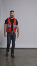 Load and play video in Gallery viewer, Red Spider Web Leather Vest – Bold Streetwear Biker Style
