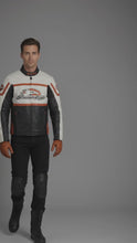 Load and play video in Gallery viewer, Men’s Limited Edition Leather Racing Jacket – Contrast Panel Moto Style
