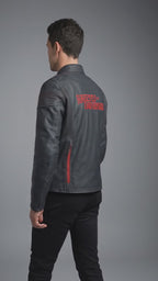 Men’s Matte Black Leather Biker Jacket – Red Stitch Harley Moto Style