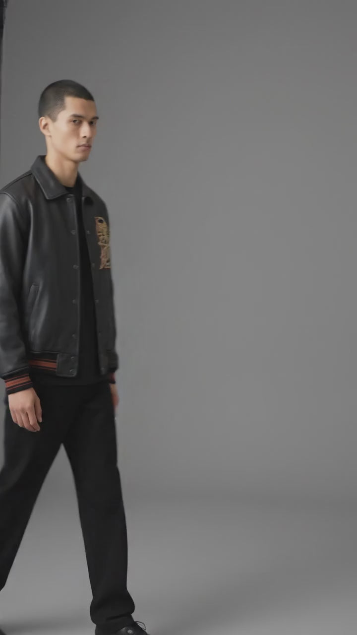 Urban Elite Leder College Jacke – Echtes Premium Leder Letterman