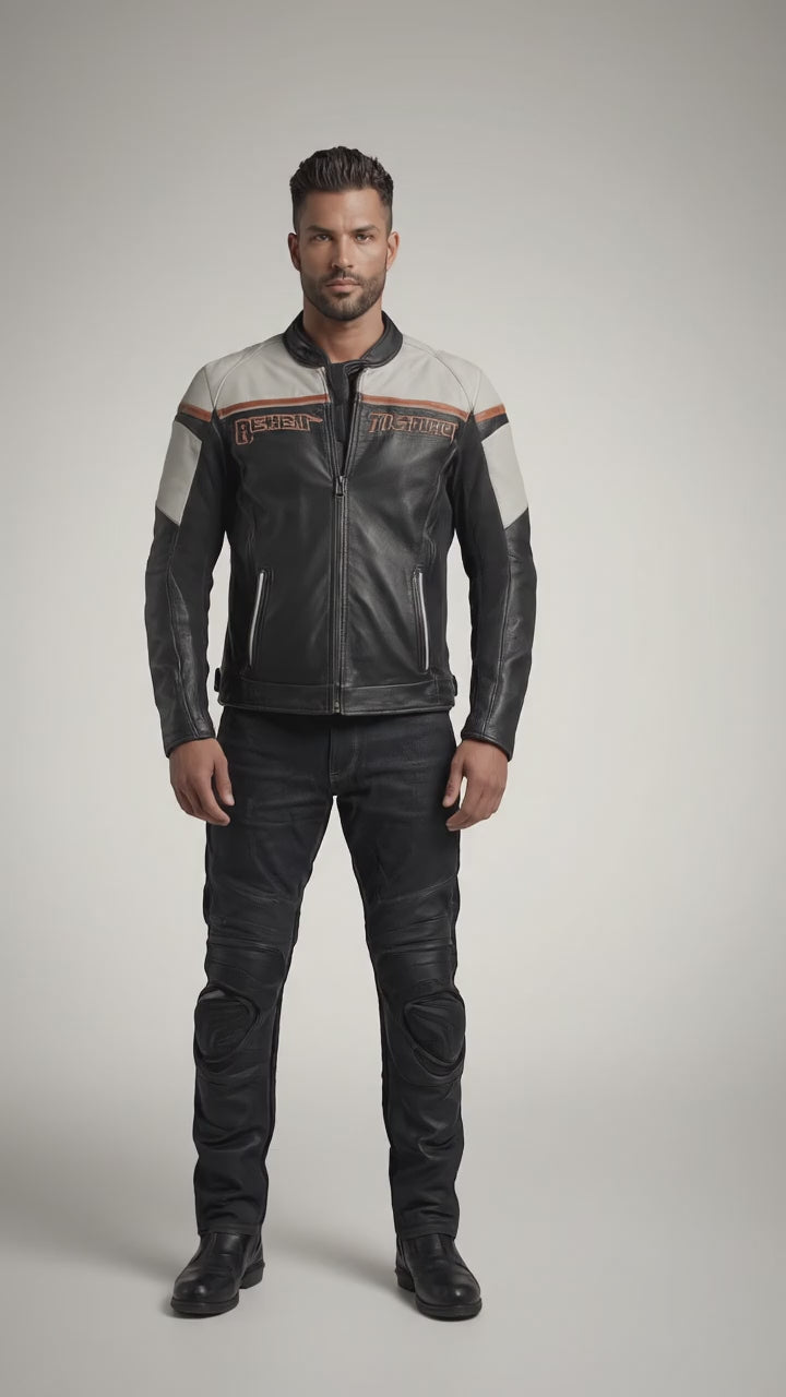 Klassische Herren-Leder-Bikerjacke – Harley Style Rider Edition