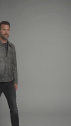 Men’s Harley-Style Black Leather Moto Jacket – Orange & White Racing Stripe Edition