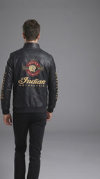 Men’s Indian-Style Leather Racing Jacket – Premium Black Moto Bomber