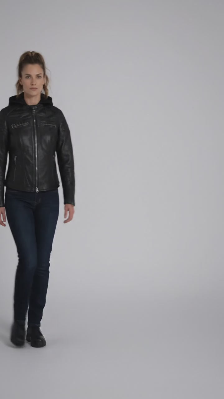 Damen Leder-Motorradjacke „Miss Enthusiast“ – Klassischer Harley-Stil