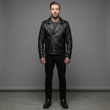 Laden Sie das Bild in den Galerie-Viewer, Herren Rock Fan Leder Motorradjacke – Geflügelter Bestickter Patch Biker Stil
