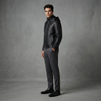 Men's Black Leather Hooded Jacket